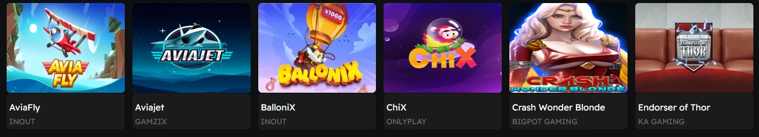Jeux instantanés et crash games Betzino